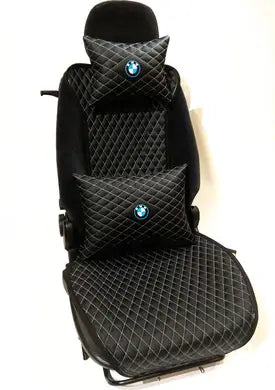 2pc Car Seat Lumbar Neckrest Best Back Pillow Support Cushion Fashion PU Leather BMW