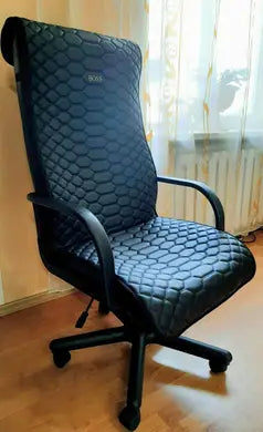 Black eco-leather BOSS office chair cover