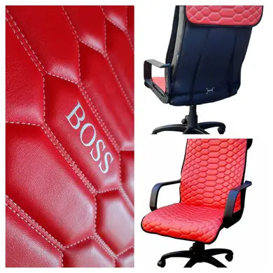 Red office chair cover BOSS eco-leather