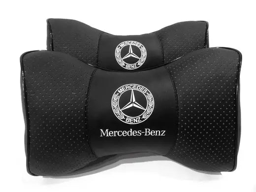 2pc Car Seat Headrest Neckrest Pillow Cushion Best Fashion PU Leather Quality Mercedes-Benz