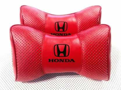 2pc Car Seat Headrest Pillow Neckrest Fashion Cushion Best Red PU Leather Quality Honda