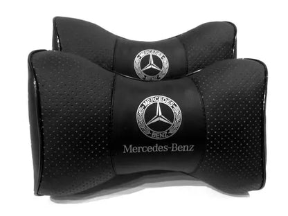 2pc Car Seat Headrest Neckrest Pillow Cushion Best Fashion PU Leather Quality Mercedes-Benz