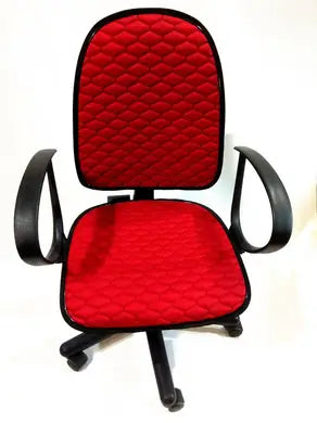 Cover for an office chair, red fabric