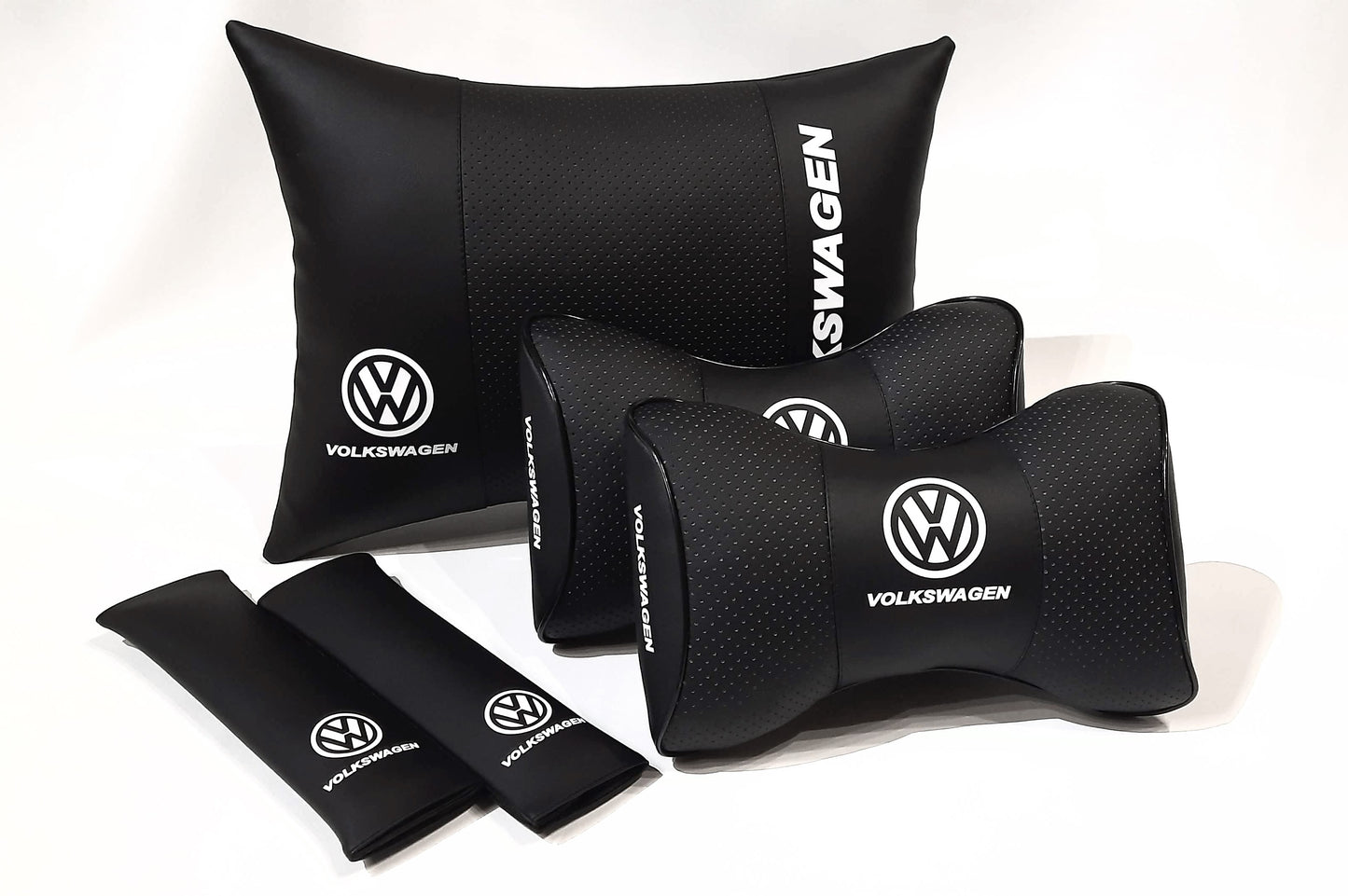 1 Set 5pcs Car Seat Headrest Pillow Lumbar Back Cushion Support Best PU LeatherVolkswagen