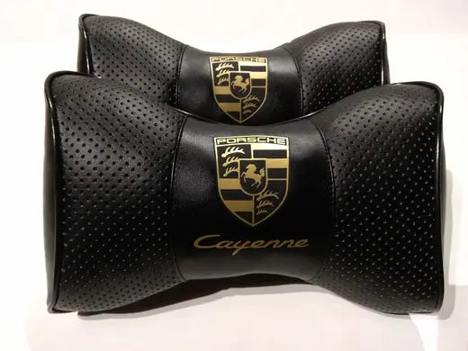 2pc Car Seat Headrest Pillow Neckrest Fashion Cushion Best PU Leather Quality Porsche Cayenne