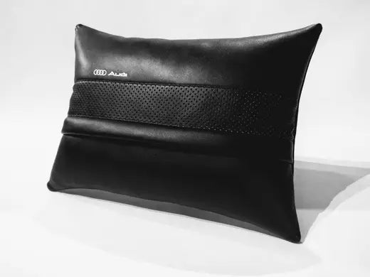 2pc Car Seat Lumbar Back Support Headrest Pillow Cushion Best Black PU Leather Audi