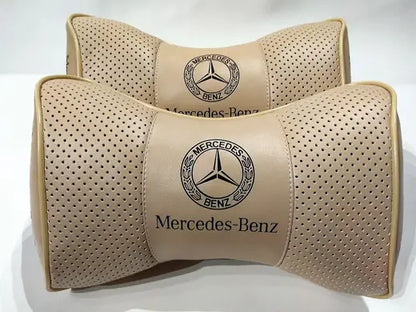 2pc Car Seat Headrest Neckrest Pillow Cushion Best Fashion PU Leather Quality Mercedes-Benz