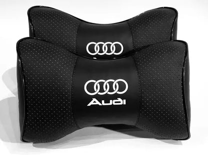 2pc Car Seat Neck Headrest Pillow Cushion Fashion PU Leather Audi