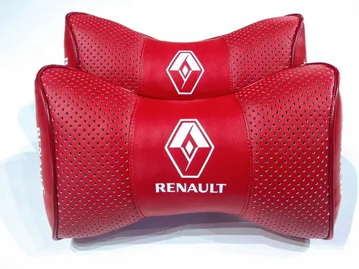 2pc Car Seat Headrest Pillow Neckrest Fashion Cushion Best Red PU Leather Quality Renault