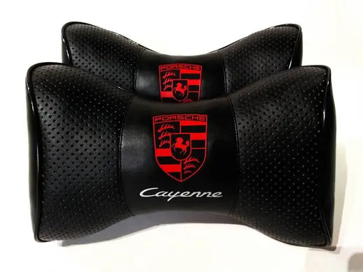 1 Set 6pcs Car Seat Headrest Pillow Best Back Lumbar Cushion Support PU Leather Porsche Cayenne