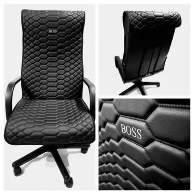 Black eco-leather BOSS office chair cover