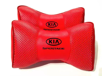 2pc Car Seat Headrest Pillow Best Neckrest Cushion Red PU Leather Fashion Quality KIA Sportage