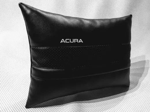 2pc Car Seat Lumbar Back Support Headrest Pillow Cushion Best Black PU Leather Acura