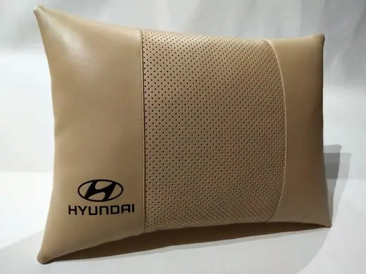 2pc Car Seat Lumbar Back Support Headrest Pillow Cushion Best Beige PU Leather Hyundai