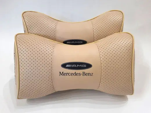 2pc Car Seat Headrest Neckrest Pillow Cushion Best Fashion PU Leather Quality Mercedes-Benz AMG