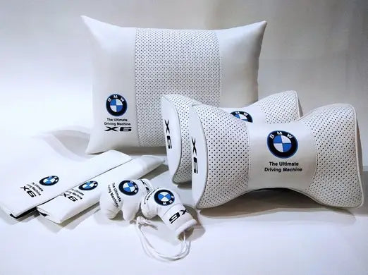 1 Set 7pcs Car Seat Headrest Pillow Back Lumbar Cushion Support Best PU Leather BMW X6