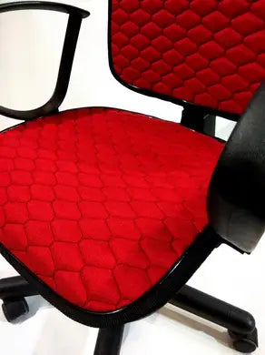 Cover for an office chair, red fabric