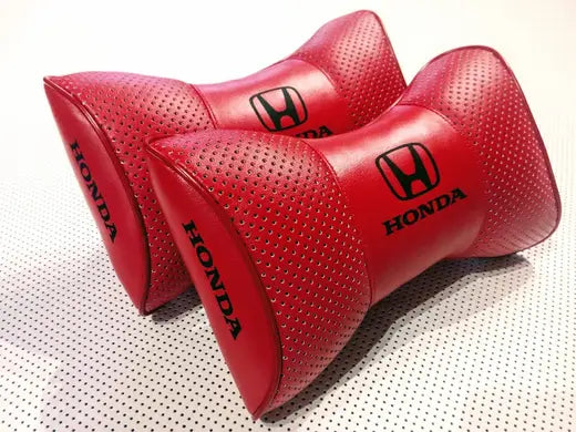 2pc Car Seat Headrest Pillow Neckrest Fashion Cushion Best Red PU Leather Quality Honda