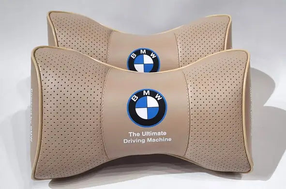 1 Set 5pcs Car Seat Headrest Pillow Back Lumbar Cushion Support Best PU Leather BMW