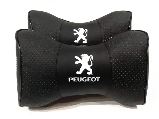 2pc Car Seat Headrest Pillow Neckrest Fashion Cushion Best PU Leather Quality Peugeot