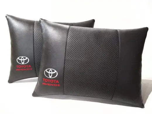 2pc Car Seat Lumbar Back Support Headrest Pillow Cushion Best PU Leather Toyota Avensis