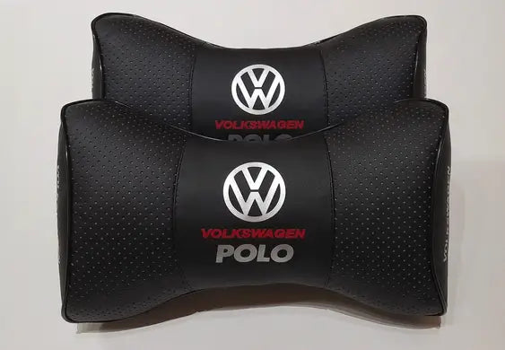 1 Set 5pcs Car Seat Headrest Pillow Best Back Lumbar Cushion Support PU Leather Volkswagen Polo