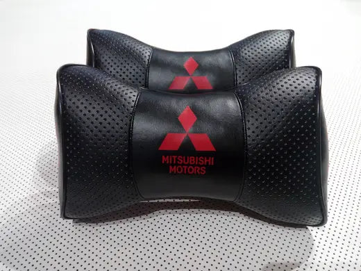 2pc Car Seat Headrest Neckrest Pillow Cushion Best Fashion PU Leather Quality Mitsubishi