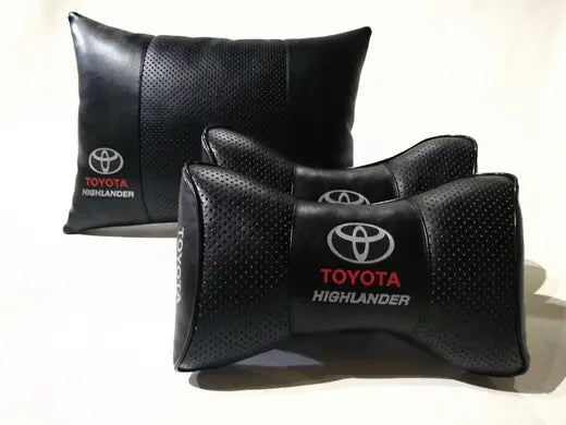 1 Set 3pcs Car Seat Headrest Pillow Best Back Lumbar Cushion Support PU Leather Toyota Highlander