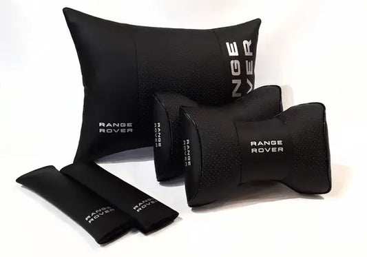 1 Set 5pcs Car Seat Headrest Pillow Best Back Lumbar Cushion Support PU Leather Range Rover