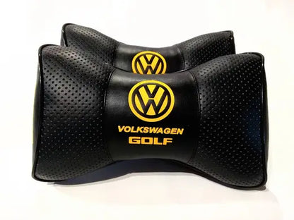 2pc Car Seat Headrest Pillow Best Neckrest Fashion Cushion PU Leather Quality Volkswagen Golf