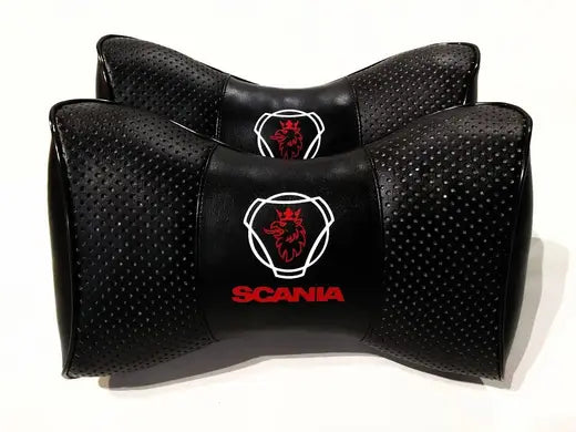 2pc Car Seat Headrest Pillow Neckrest Fashion Cushion Best PU Leather Quality Scania