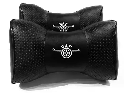 2pc Car Seat Headrest Neckrest Pillow Fashion Cushion PU Leather DAF