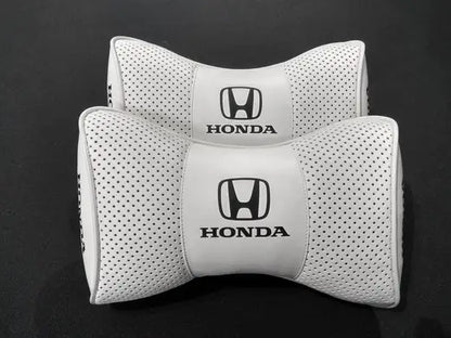 2pc Car Seat Headrest Pillow Neckrest Fashion Cushion Best White PU Leather Quality Honda