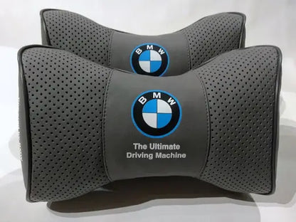 2pc Car Seat Headrest Pillow Neckrest Fashion Cushion Best PU Leather BMW