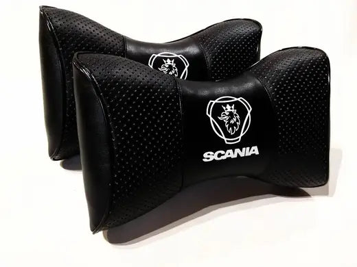 2pc Car Seat Headrest Pillow Neckrest Fashion Cushion Best PU Leather Quality Scania