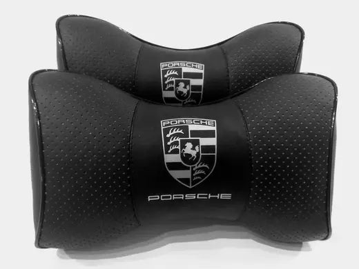 2pc Car Seat Headrest Pillow Neckrest Fashion Cushion Best PU Leather Quality Porsche