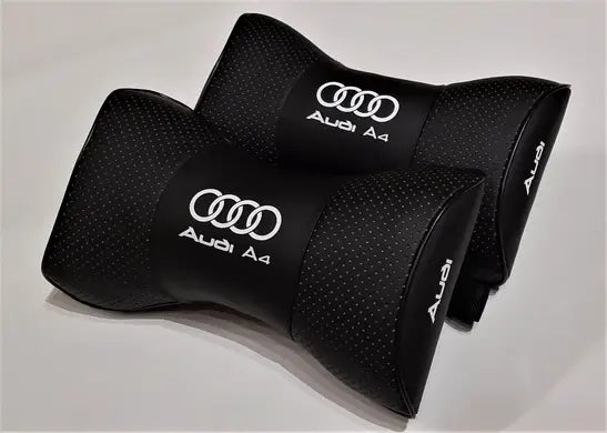 2pc Car Seat Neck Headrest Pillow Cushion Fashion Black PU Leather Audi A4