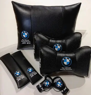 1 Set 7pcs Car Seat Headrest Pillow Back Lumbar Cushion Support Best PU Leather BMW X6