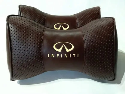 2pc Car Seat Headrest Pillow Neckrest Fashion Cushion Brown Best PU Leather Infiniti