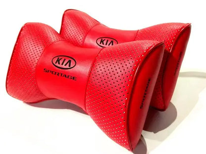 2pc Car Seat Headrest Pillow Best Neckrest Cushion Red PU Leather Fashion Quality KIA Sportage