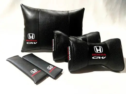 1 Set 5pcs Car Seat Headrest Pillow Best Back Lumbar Cushion Support PU Leather Honda CR-V