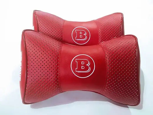 2pc Car Seat Headrest Pillow Neckrest Fashion Cushion Best Red PU Leather BRABUS