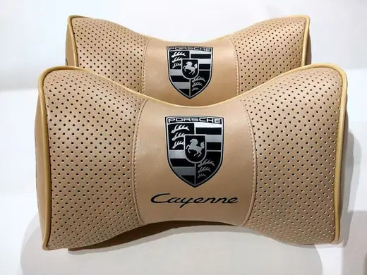 2pc Car Seat Headrest Pillow Neckrest Fashion Cushion Best PU Leather Quality Porsche Cayenne