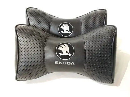 2pc Car Seat Headrest Pillow Neckrest Fashion Cushion Best PU Leather Quality Skoda Superb