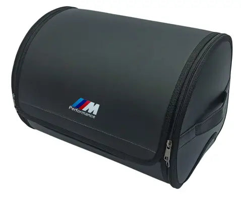 1pc Car Trunk Organizer Auto Storage Bag PU Leather Collapsible Box Durable BMW M Performance