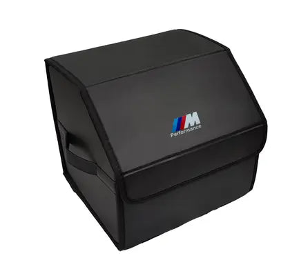 1pc Car Trunk Organizer Auto Storage Bag PU Leather Collapsible Box Durable BMW M Performance